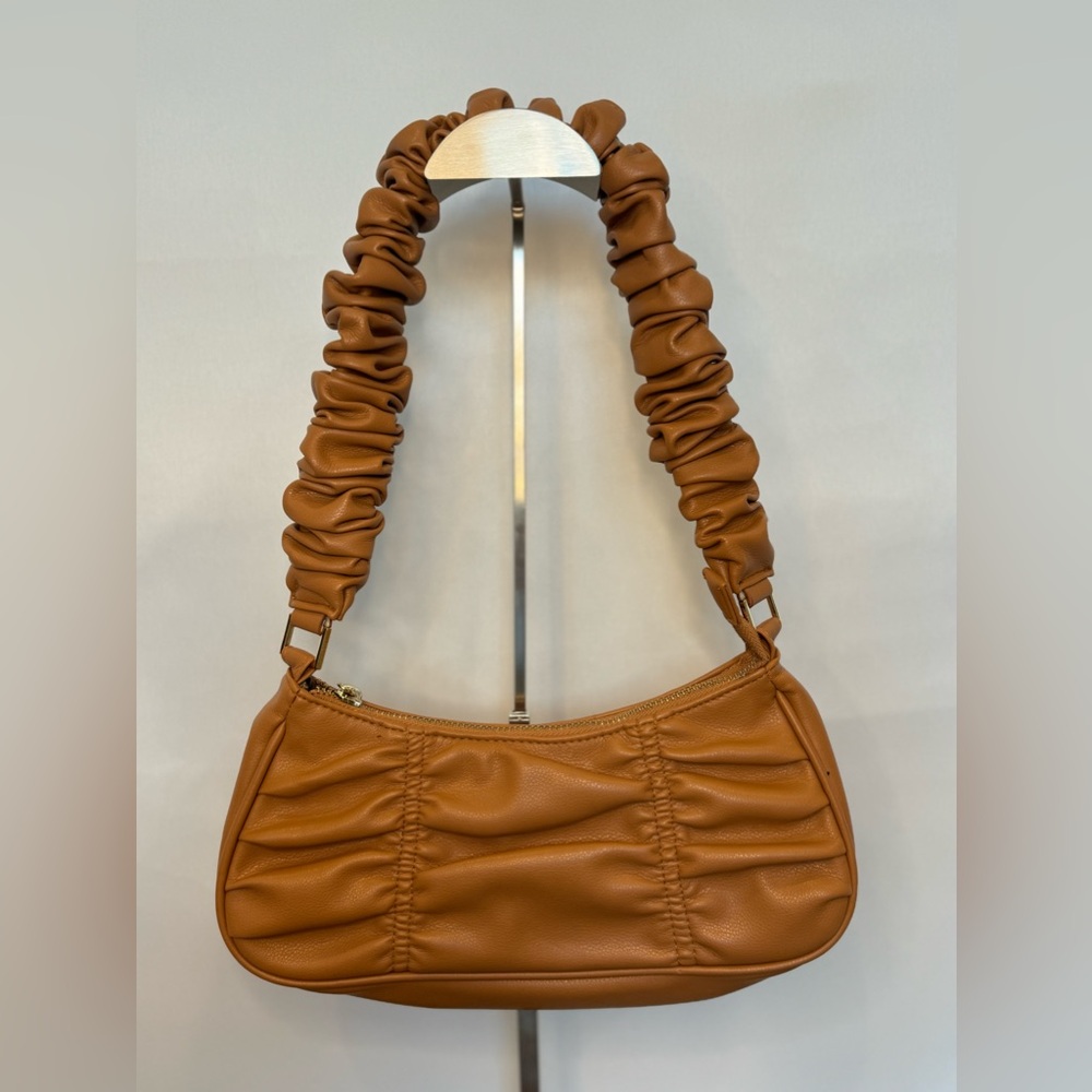 Ruched Tan Shoulder Bag - Picture 1 of 5